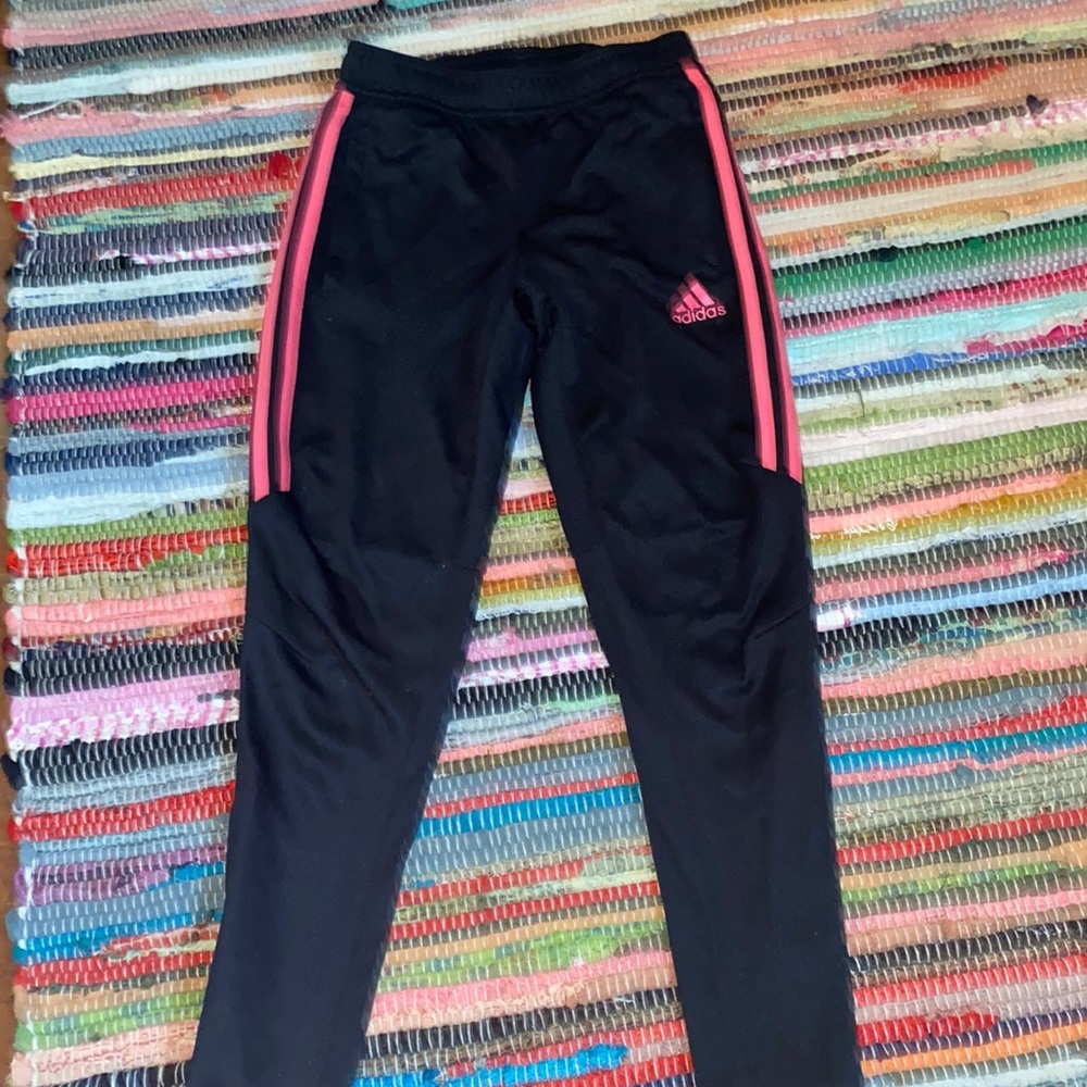 Pink and black adidas pants